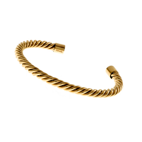 B7698 - Alexia- Gold plate Stainless Steel Rope Bangle