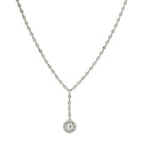 N18195- ALICIA - Rhodium and Cubic Zirconia Necklace with Drop Pendant