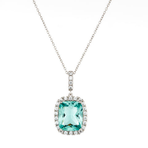 P2154-G AINSLEY Emerald cut Jade Green & CZ Pendant