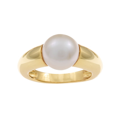 R364-GP - ARIANA- Gold Plated, Rhodium Plate & White Freshwater Button Pearl Ring