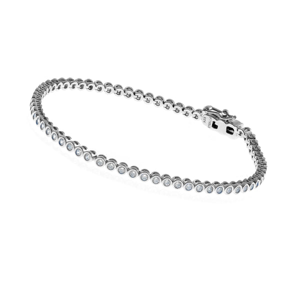 B238-RH -  Astrid - Rhodium Bezel Set Tennis Bracelet