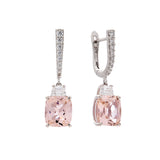 E1879-P BEBELLE Pink & Clear CZ Pendant Hoop Earrings