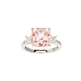 R900-P - BEBELLE - Rhodium Plated Pink and Clear Square CZ Ring