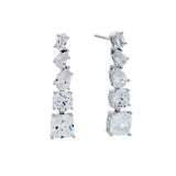 E1854 - EMILIE - Rhodium Multi Shaped Cz Chandelier Earrings