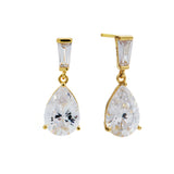 E379-GP - LOUISE - Gold Tear Drop Cubic Zirconia Dress Earrings