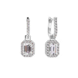 E2042-RH - PALOMA - Emerald Cut Clear Rhodium Earrings