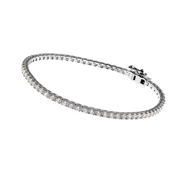 B2332-RH -  SACHA - Rhodium Claw Set Tennis Bracelet