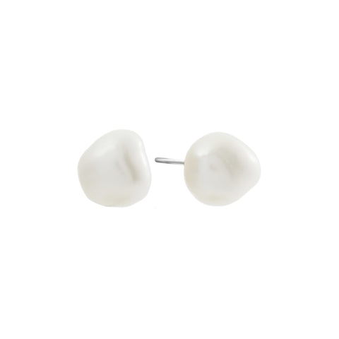 E1763-RH - MILLA  Freshwater Baroque Pearl Stud on Rhodium Post