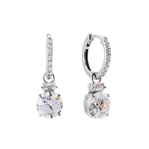 E1805-RH - ROBYN Rhodium CZ drop earrings