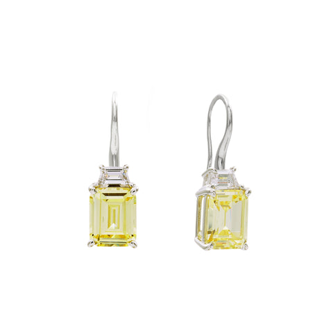 E1824-Y JOSEPHINE Canary yellow & clear cz earrings on hook