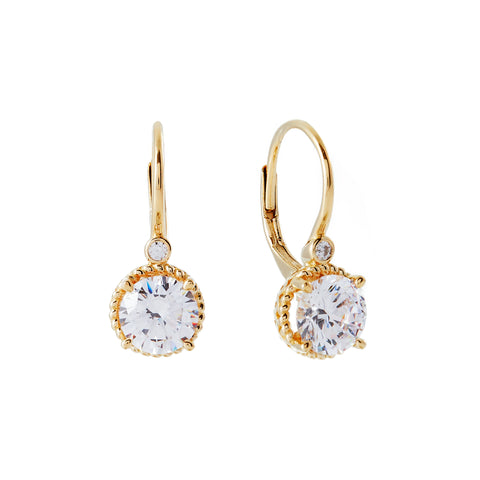 E187-GP SIOBHAIN -  Gold plate & CZ hook earrings