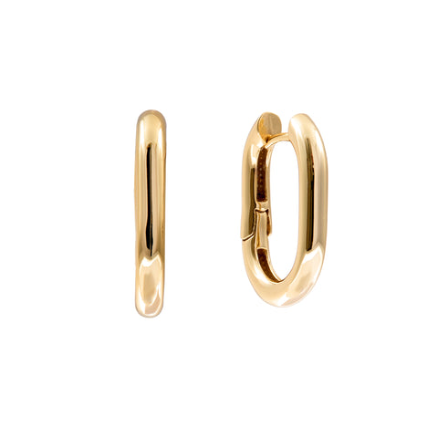 E41-GP - TILLA- Gold Plate Small Oval Hoop Earrings