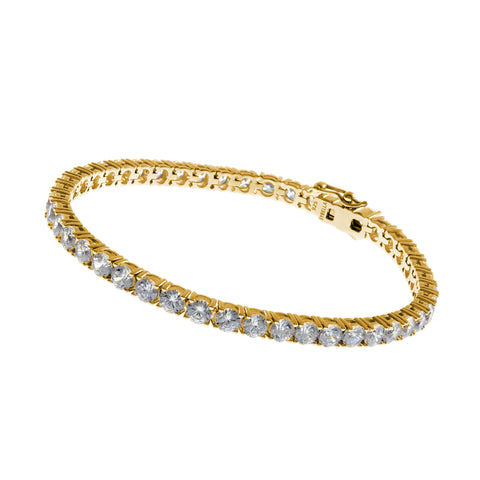 B2318-GP -  TRINITY - Gold Plate Claw Set Tennis Bracelet