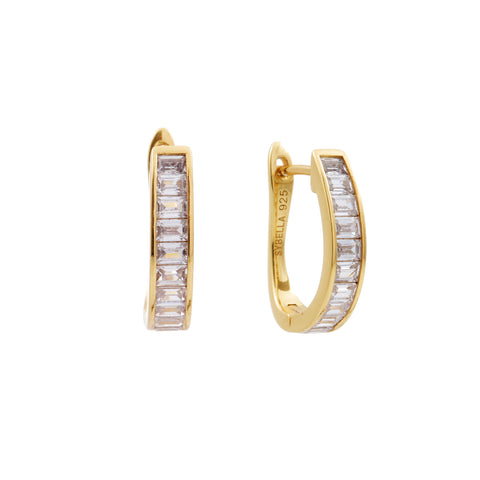 E1936-GP - ZOEY - Gold Plate Baguette Hoop Earrings