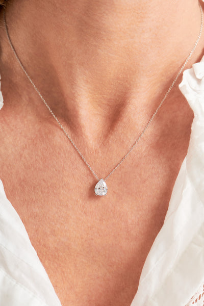 P211-RH LIBBY Rhodium Teardrop Pendant