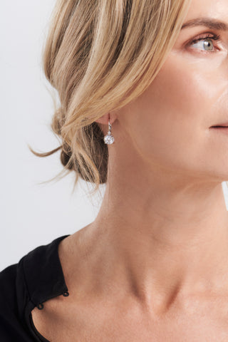 E187-RH SIOBHAIN -  Rhodium & cz hook earrings