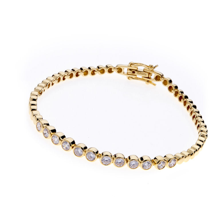 B2177-YG - Yellow gold plate cubic zirconia bracelet | Sybella Jewellery