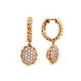 E181-GP-  Gold plate oval cz drop on plaited hoop