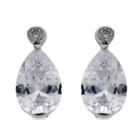 E2527 - Silver large tear drop cubic zirconia studs