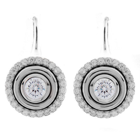 E261-RH - 925 sterling silver, rhodium plate cubic zirconia earrings on french hook