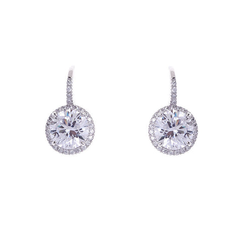 E286-RH - 925 sterling silver, rhodium plate cubic zirconia earrings