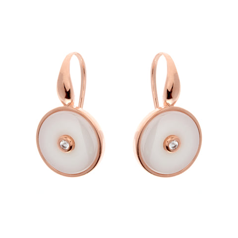 E2872-WRG - Rose gold round cz ceramic earrings on Sybella hook