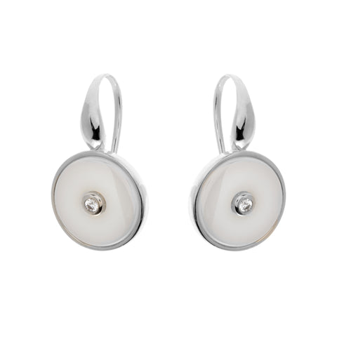 E2872-WRH - Rhodium round cz ceramic earrings on Sybella hook