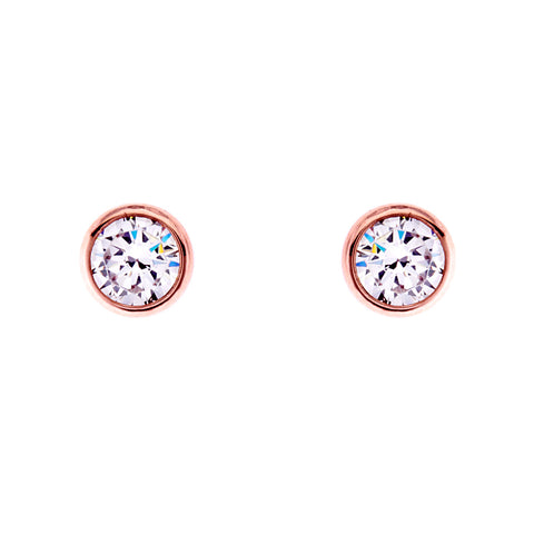 E30 - Rose gold plate bezel cubic zirconia stud