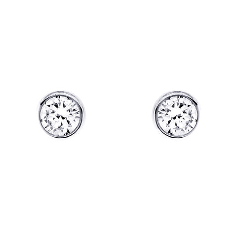 E30 - 925 sterling silver, rhodium plate bezel cubic zirconia stud