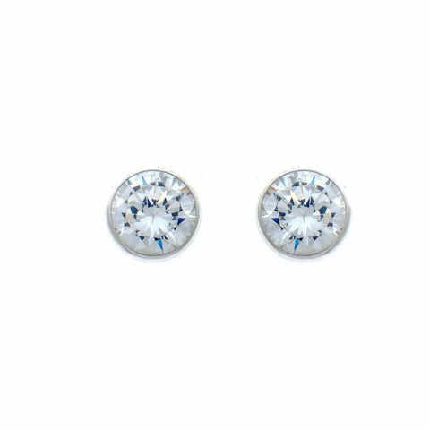 E30 - 925 sterling silver, rhodium plate bezel cubic zirconia stud