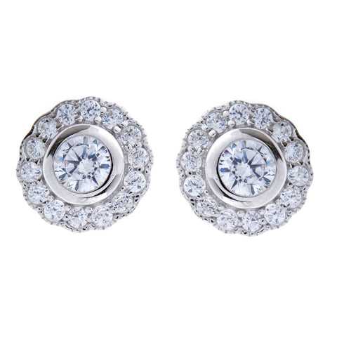 E410-RH - Silver cubic zirconia stud earrings