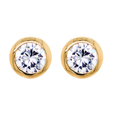 E42-GP - Yellow gold 6mm bezel cz studs