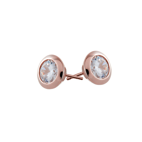 E42-RG - Rose gold 6mm bezel cz studs