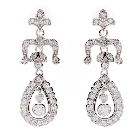 E4543 - 925 sterling silver, rhodium plate antique dress earrings -