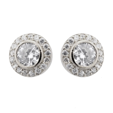 E565 - Rhodium cz stud earrings