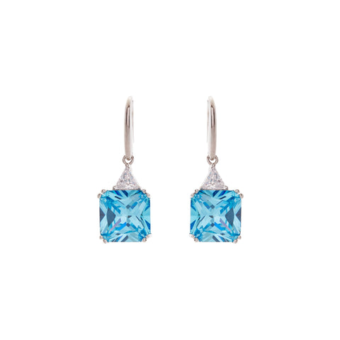 E60-AQ - Aqua & Clear CZ Earings on French Hook