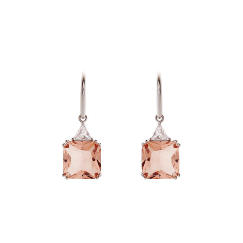 E60-P - Pink & Clear CZ Earings on French Hook