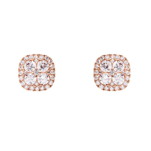 E64-RG - Rose gold plate & cubic zirconia flower stud earrings