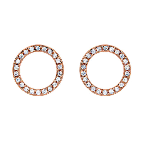 E67-RG - Rose gold round cubic zirconia studs