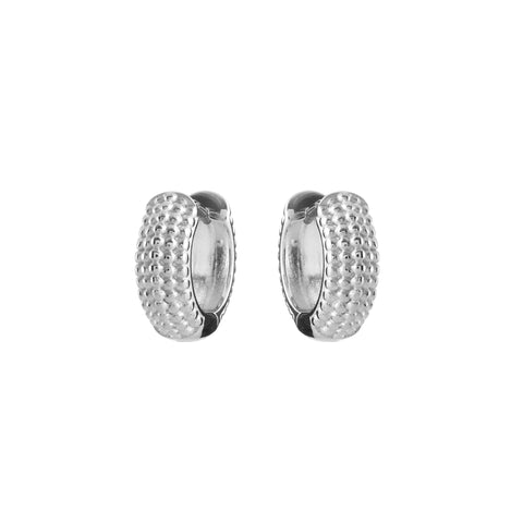 E675-RH - Rhodium Dot Hoop Earrings