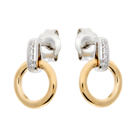 E69-GP - Two tone rhodium & yellow earrings