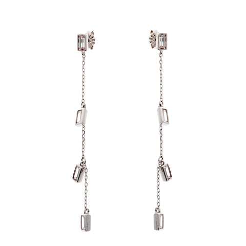 E73-RH - Rhodium baguette chain earrings