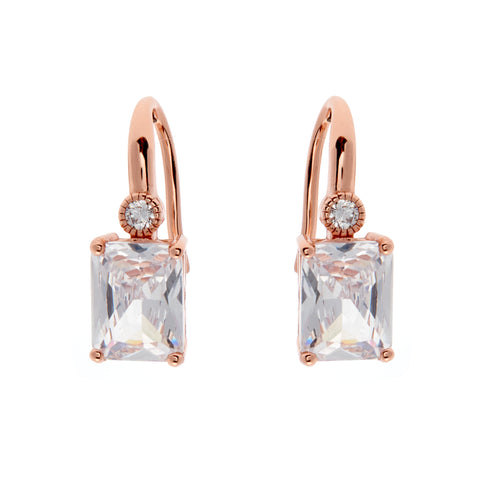 E7666-RG - Rose gold baguette earrings on Sybella Hook