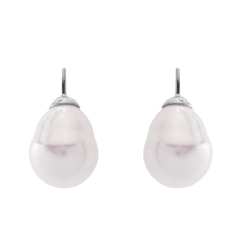 E82-701RH - 12 x 15mm baroque pearl on french hook earring -