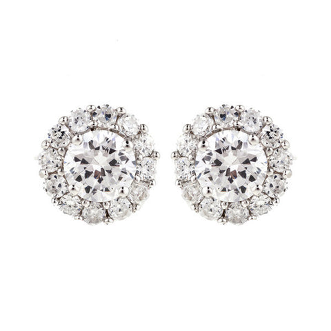 E3804 - Rhodium pave & 7mm cz stud earrings