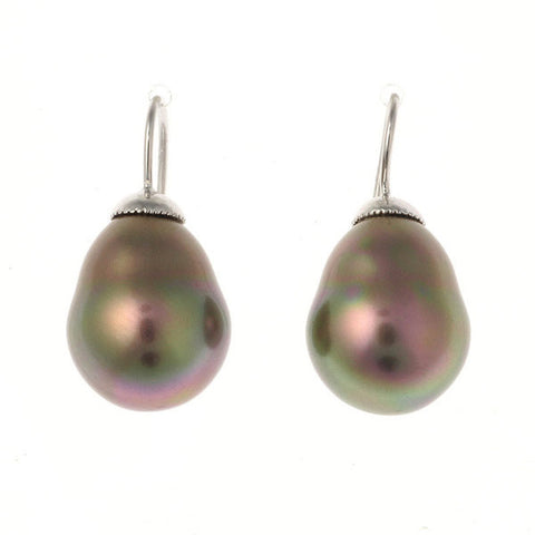 E82-712RH - 12 x 15mm Baroque pearl on french hook earring -