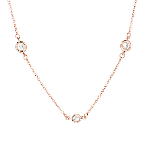 N99-RG - 90cm rose gold and bezel set cz long necklace