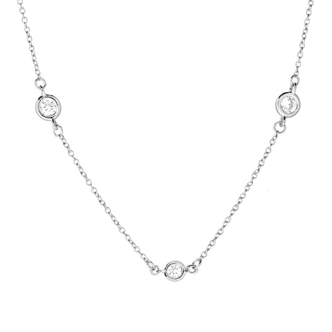 N99-RH - 90cm silver and bezel set cz long necklace