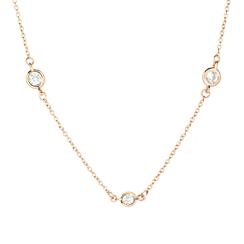 N99-GP - 90cm gold and bezel set cz long necklace