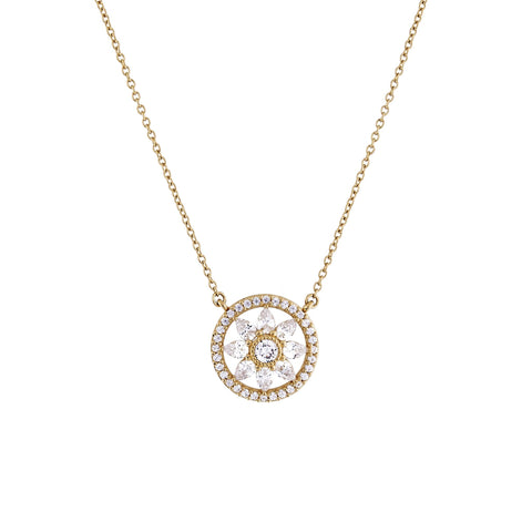 P193-GP - Gold plate flower cz pendant on fine chain